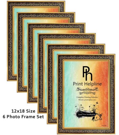 Wood Wall Photo Frame (Black and Golden Photo(s), 12X18 INCH)